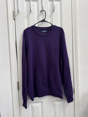 Chaps Men's Deep Purple Crewneck Pullover Knit Sweater